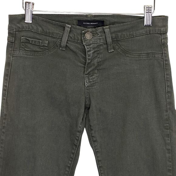 Flying Monkey Army Green Skinny Jeans Womens Sz 27 Low Rise Autumn Neutral Olive - Picture 2 of 10